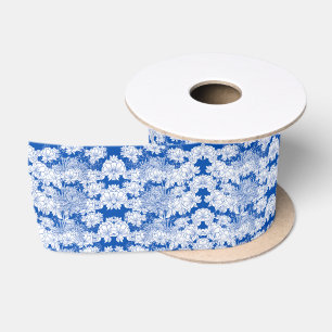 Blaue und weiße Chinoiserie-antike Brautparty Satinband