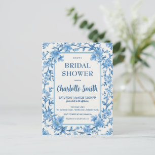 blaue und weiße Chinoiserie-antike Hochzeitsdusche Postkarte