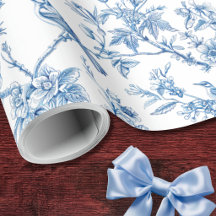 Blaue und weiße Chinoiserie Blumenvögel