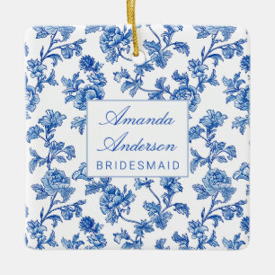 Blaue und weiße Chinoiserie-Brautjungferngeschenk Keramikornament