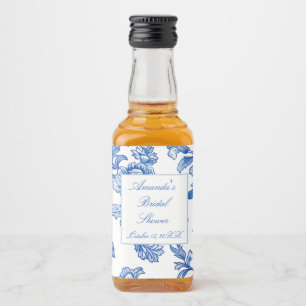 Blaue und weiße Chinoiserie-Brautparty Alkoholflaschenetikett
