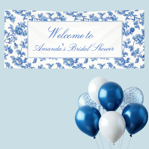 Blaue und weiße Chinoiserie-Brautparty  Banner