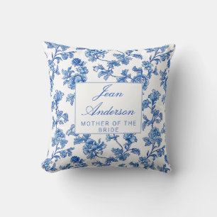 Blaue und Weiße Chinoiserie-Mutter der Braut Kissen