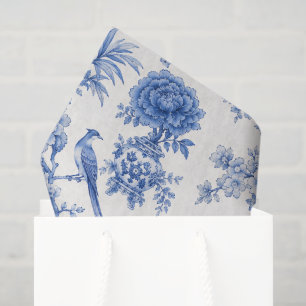 Blaue und weiße Chinoiserie-Pfingstrosen-Blumenvas Seidenpapier