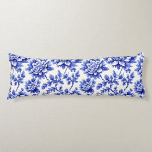 Blaue und weiße Chrysantheme französisches Landhau Seitenschläferkissen
