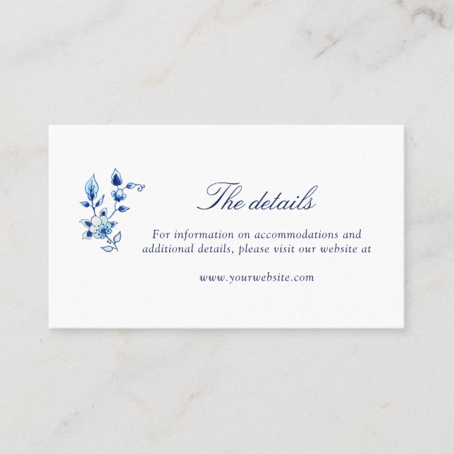 Blaue und weiße Delft Hochzeitskarte Platzkarte (Vorderseite)