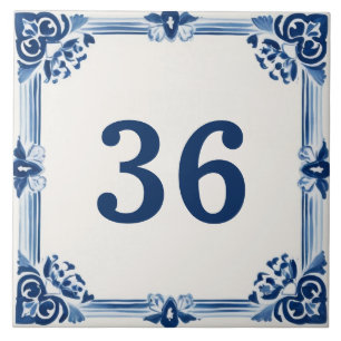 Blaue und weiße Delft-Zollhaus-Nummernschild-Schil Fliese