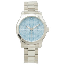 Blaue und weiße Federmuster Armbanduhr