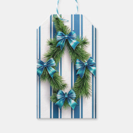 BLAUE UND WEISSE FEIERTAGSBÖGEN UND STREIFEN MIT G GESCHENKANHÄNGER