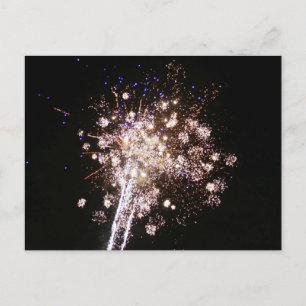 Blaue und weiße Feuerwerkskörper Postkarte