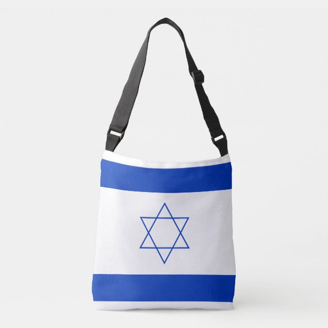 Blaue und weiße Flagge Israels Tragetaschen Mit Langen Trägern (Vorderseite)