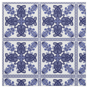 Blaue und weiße Fliesen Stoff
