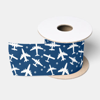 Blaue und weiße Flugzeuge Satinband