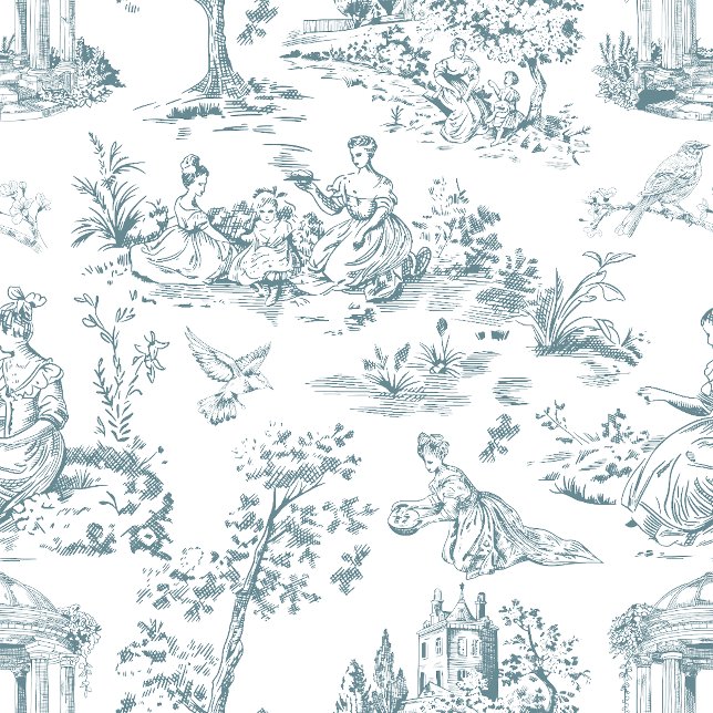 Blaue und weiße französische Toilette Kissen (Von Creator hochgeladen)