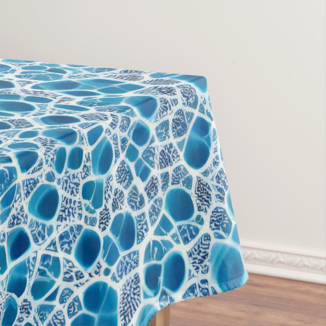 Blaue und weiße Frostfantasie Abstraktes Eismosaik Tischdecke (Beispiel)