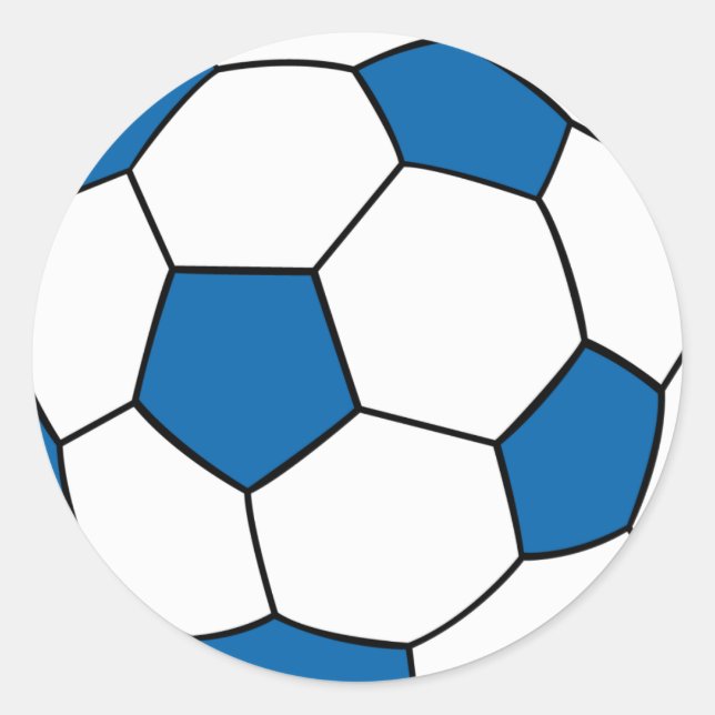 Blaue und weiße Fußball Runder Aufkleber (Vorderseite)