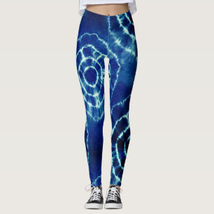 Blaue und weiße gefärbte Krawatte Leggings