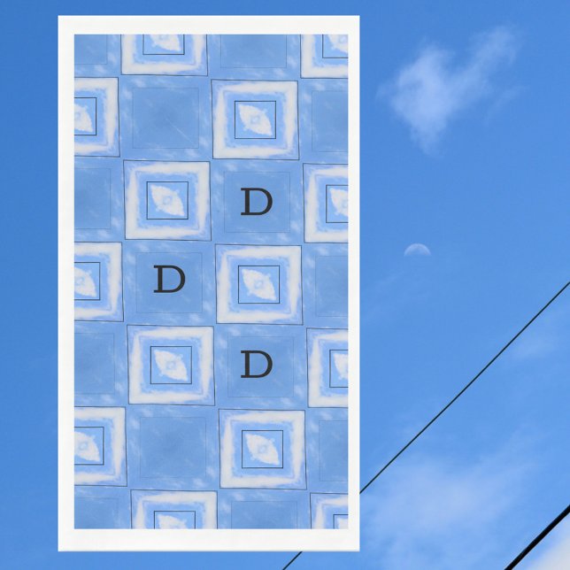 Blaue und weiße Gefärbte Krawatte mit Initialen Serviette (Von Creator hochgeladen)