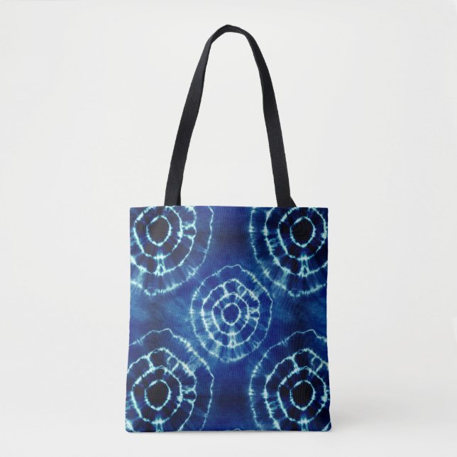 Blaue und weiße gefärbte Krawatte Tasche (Vorderseite)