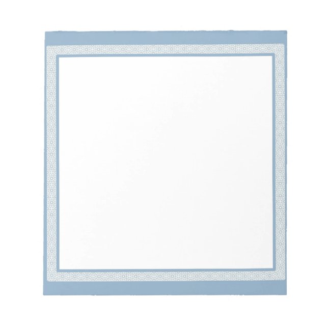 Blaue und weiße geometrische Grenze Notizblock (Vorderseite)