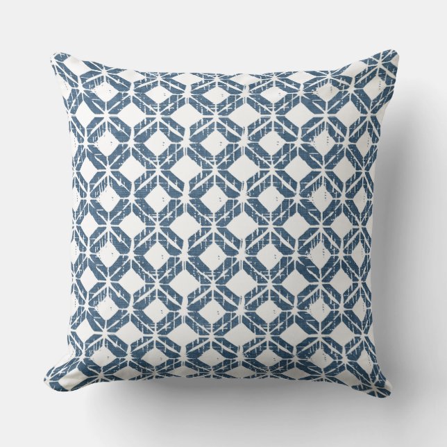 Blaue und weiße geometrische Kissenform Kissen (Vorderseite)