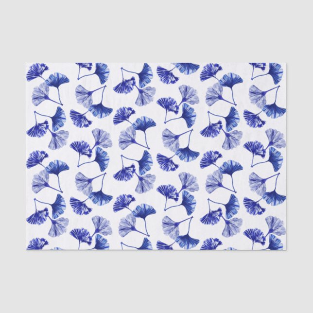 Blaue und weiße Gingko-Blätter Seidenpapier (Vorderseite)