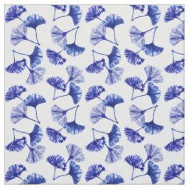 Blaue und weiße Gingko-Blätter Stoff