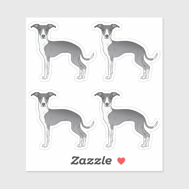 Blaue und weiße Grauhound-Hunde-Hunde Aufkleber (Blatt)