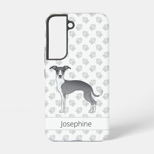 Blaue und weiße Grauhunde mit Paws Samsung Galaxy Hülle (Rückseite)