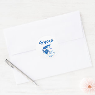 Blaue und weiße griechische Karte Runder Aufkleber