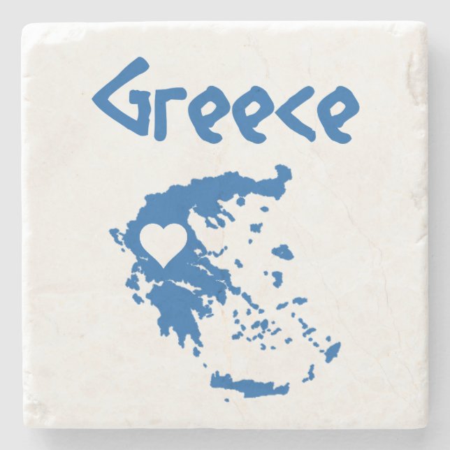 Blaue und weiße griechische Karte Steinuntersetzer (Vorderseite)