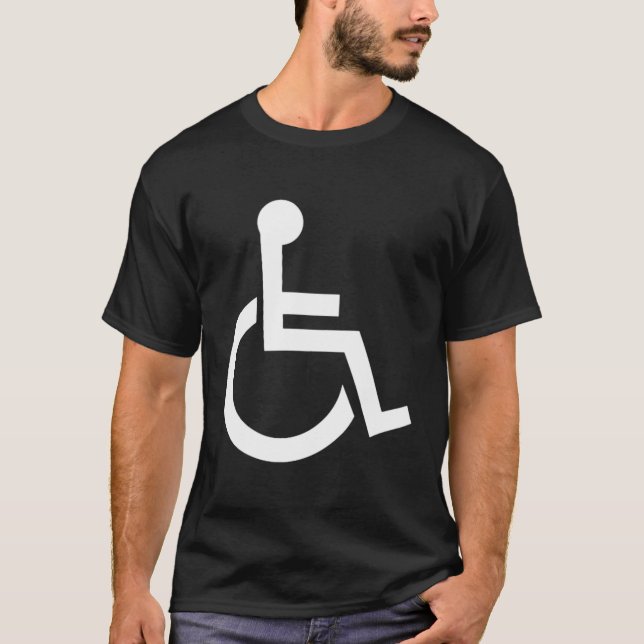 Blaue und weiße Handicap-Zeichen T-Shirt (Vorderseite)