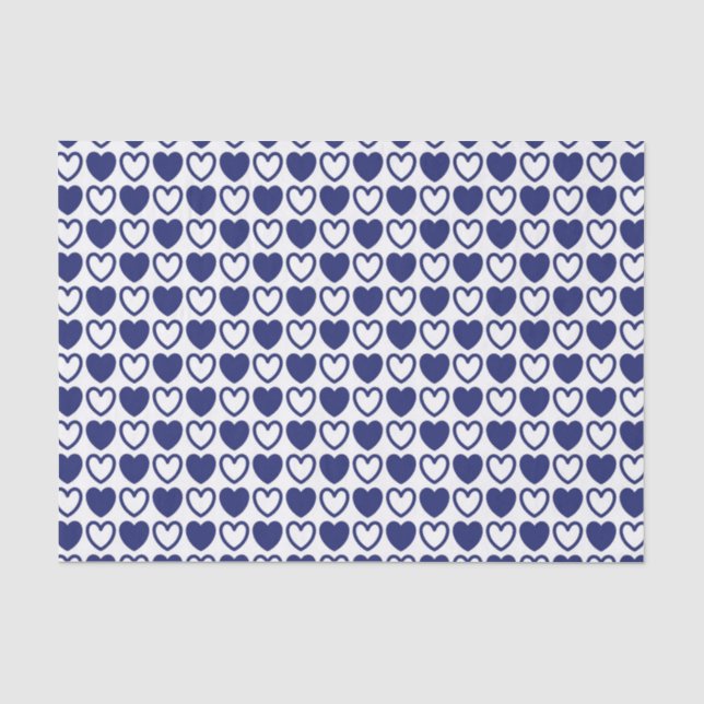 Blaue und weiße Herzen Seidenpapier (Vorderseite)