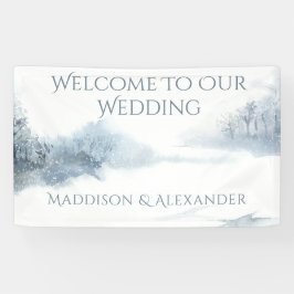 Blaue und weiße Hochzeitsempfehlung Banner