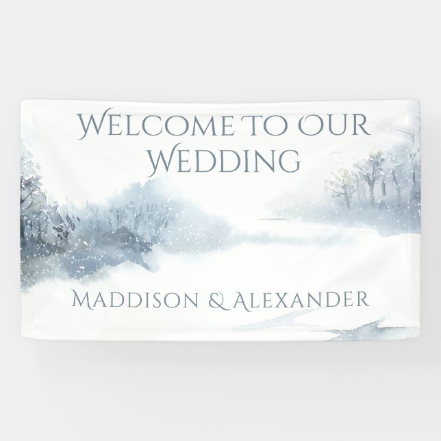 Blaue und weiße Hochzeitsempfehlung Banner (Horizontal)