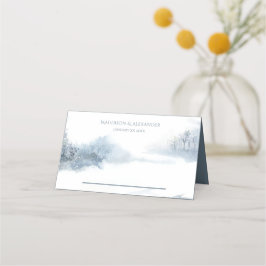Blaue und weiße Hochzeitsempfehlung Platzkarte