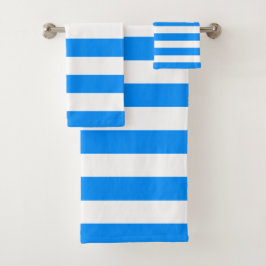 Blaue und weiße horizontale Streifen Badhandtuch Set
