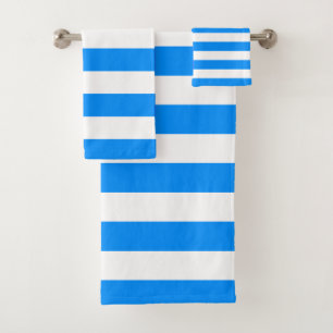 Blaue und weiße horizontale Streifen Badhandtuch Set