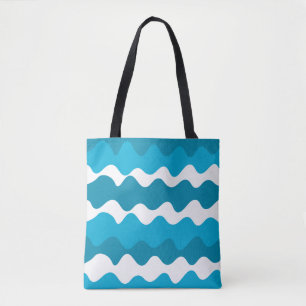 Blaue und weiße horizontale Wellenmuster Tasche