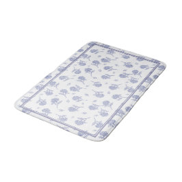 Blaue und weiße Hortensien-Botanical-Toile-Muster Badematte