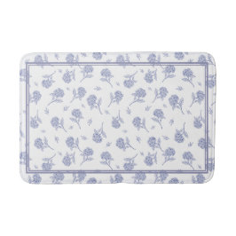 Blaue und weiße Hortensien-Botanical-Toile-Muster Badematte