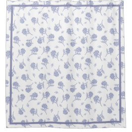 Blaue und weiße Hortensien Botanical Toile-Muster Duschvorhang