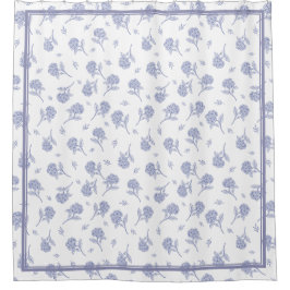 Blaue und weiße Hortensien Botanical Toile-Muster Duschvorhang