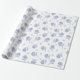 Blaue und weiße Hortensien Botanical Toile-Muster Geschenkpapier