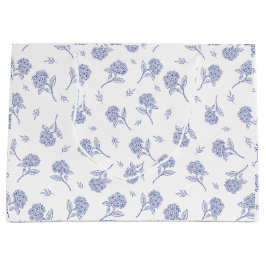 Blaue und weiße Hortensien-Botanical-Toile-Muster Große Geschenktüte