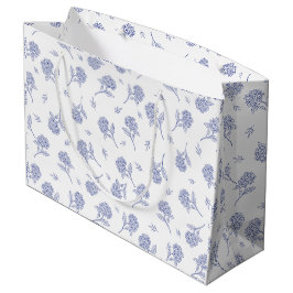 Blaue und weiße Hortensien-Botanical-Toile-Muster Große Geschenktüte