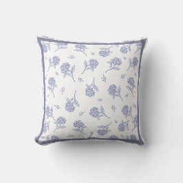 Blaue und weiße Hortensien-Botanical-Toile-Muster Kissen