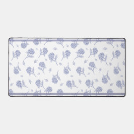 Blaue und weiße Hortensien-Botanical-Toile-Muster Schreibtischunterlage