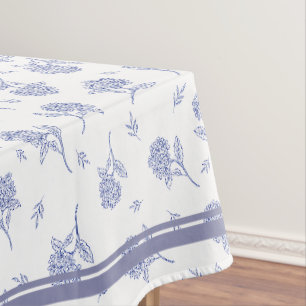 Blaue und weiße Hortensien-Botanical-Toile-Muster Tischdecke
