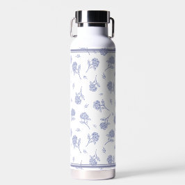 Blaue und weiße Hortensien-Botanical-Toile-Muster Trinkflasche